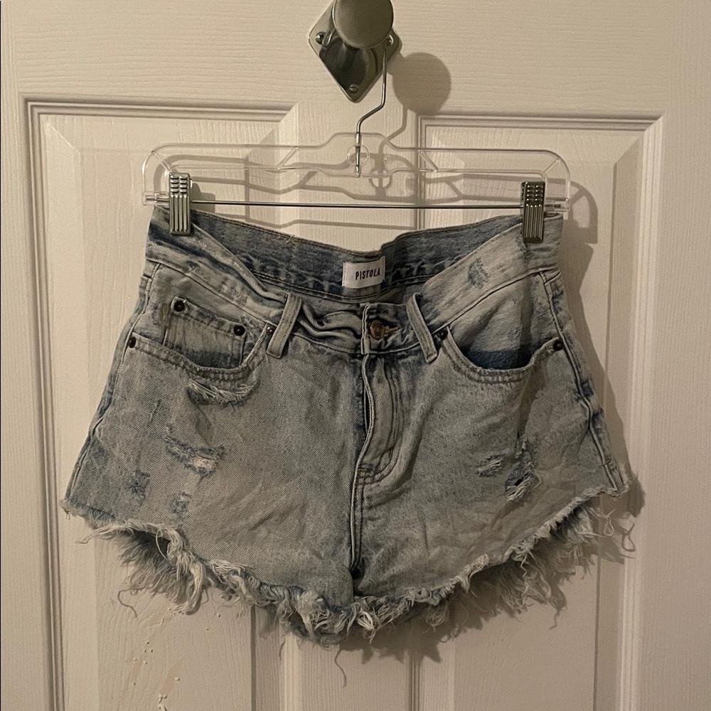 Pistola Light Wash Distressed Jean Shorts